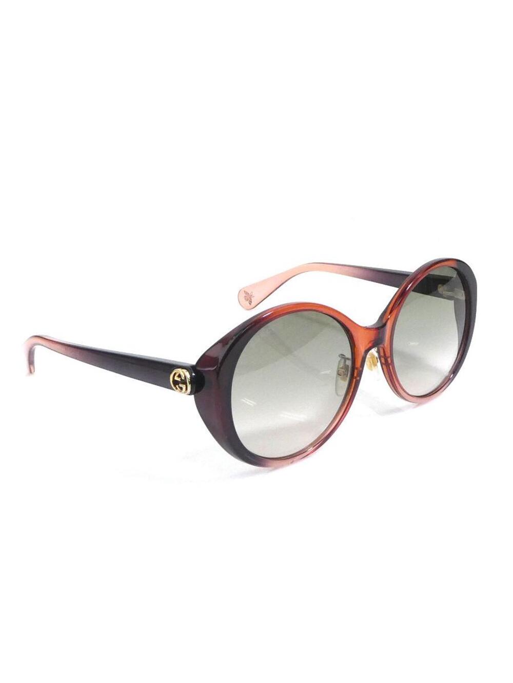 Auth Gucci Sunglasses Red Brown Plastic #341190G11B